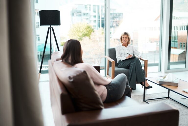 Female psychiatrist in Chicago and her patient talking about the differences between psychiatry and therapy.