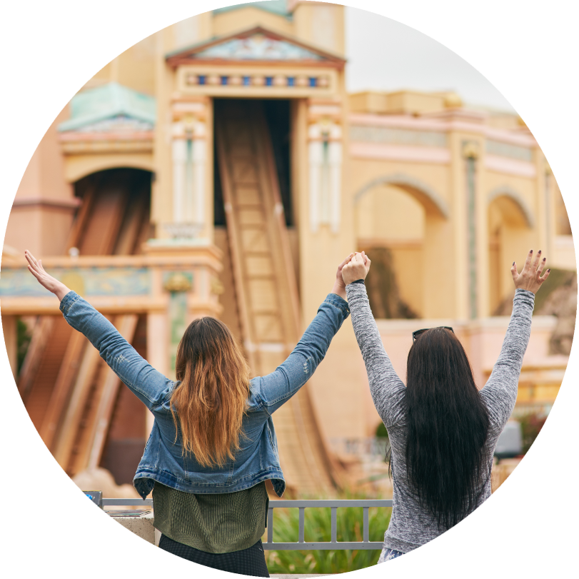 Two women going to Universal Orlando after receiving psychiatry services from Luxury Psychiatry Clinic