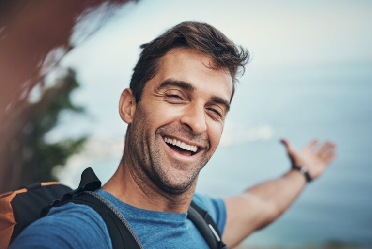 Happy man having received Spravato (esketamine) treatment using his Florida Medicare plan.